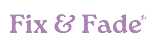 Logo of 'Fix & Fade' in purple on a white background